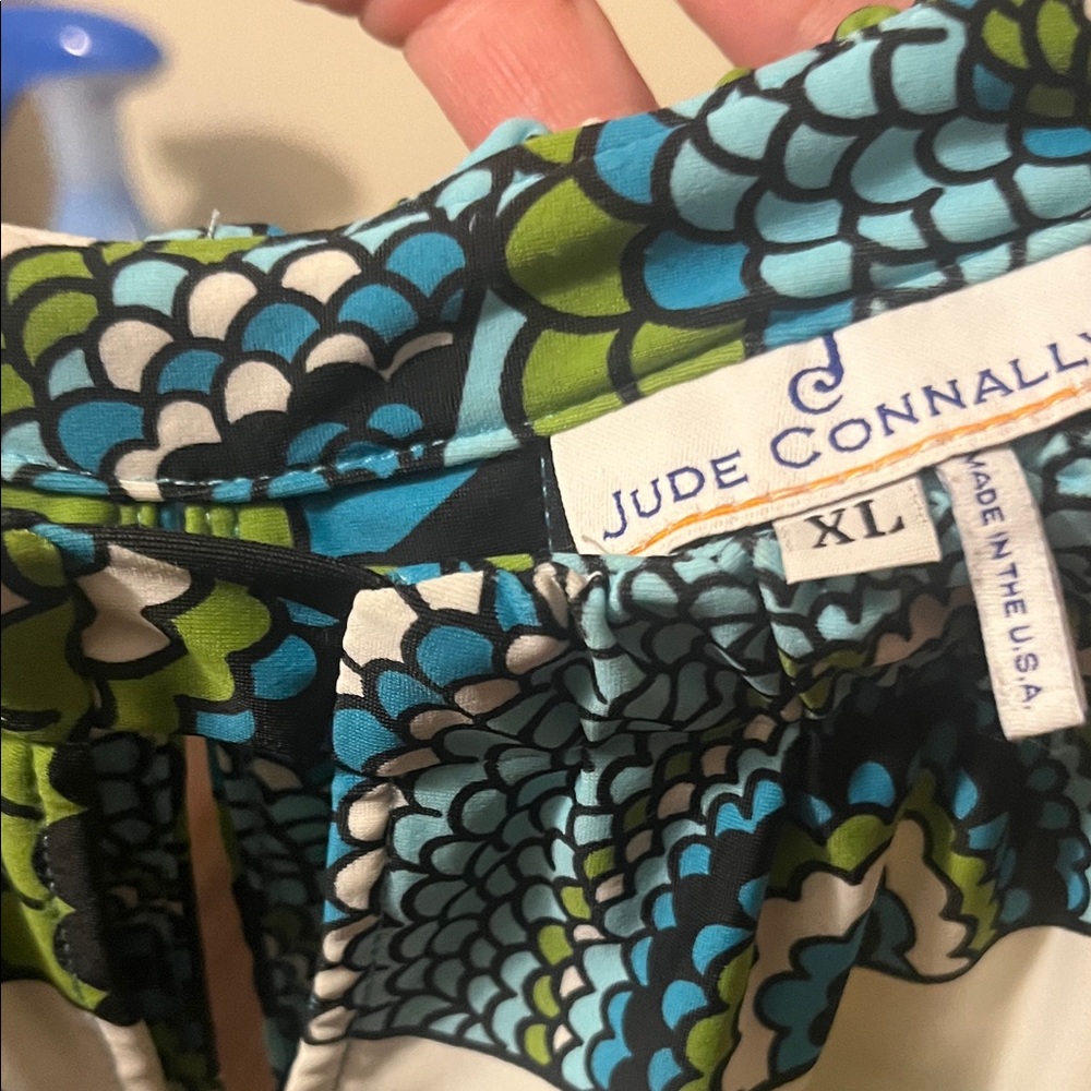 Jude Connally Blue and Green Patterned Top